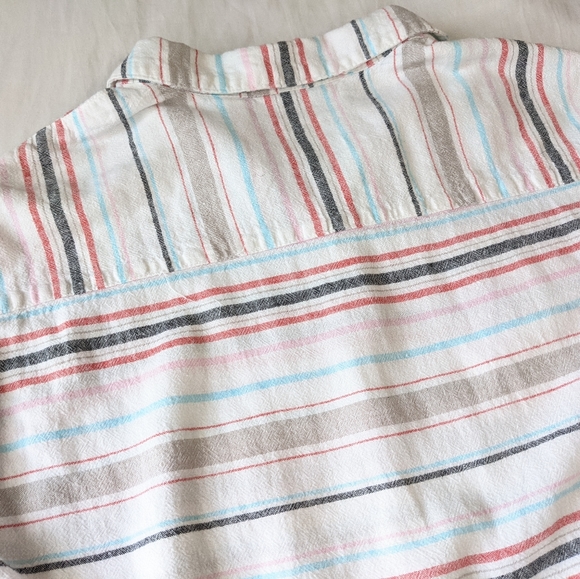 Weatherproof Vintage Linen Blend Short Sleeve Button Down Shirt knotted Front - Picture 5 of 11